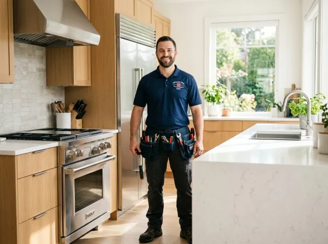 Appliance Repair Hero technician in a Bakerstown, PA kitchen after an appliance repair